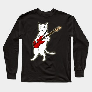 Funny Cat Playing Bass Guitar Long Sleeve T-Shirt